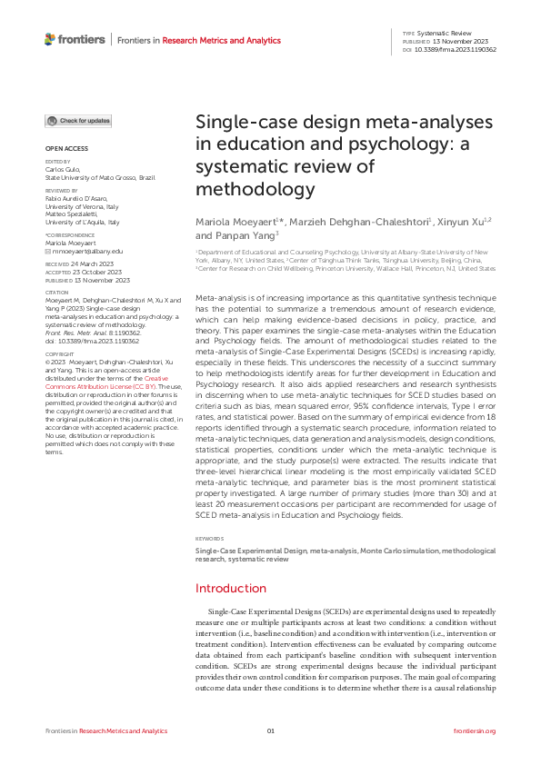(PDF) Single-case design meta-analyses in education and psychology: a ...