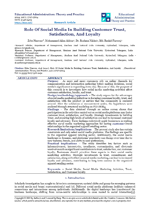 (PDF) Th Paper, Role Of Social Media In Building Customer Trust ...