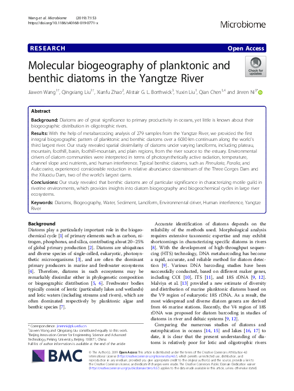 (PDF) Molecular biogeography of planktonic and benthic diatoms in the ...