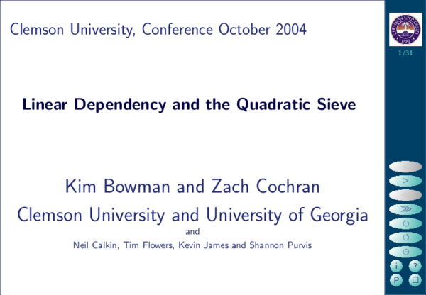 (PDF) Linear Dependency and the Quadratic Sieve