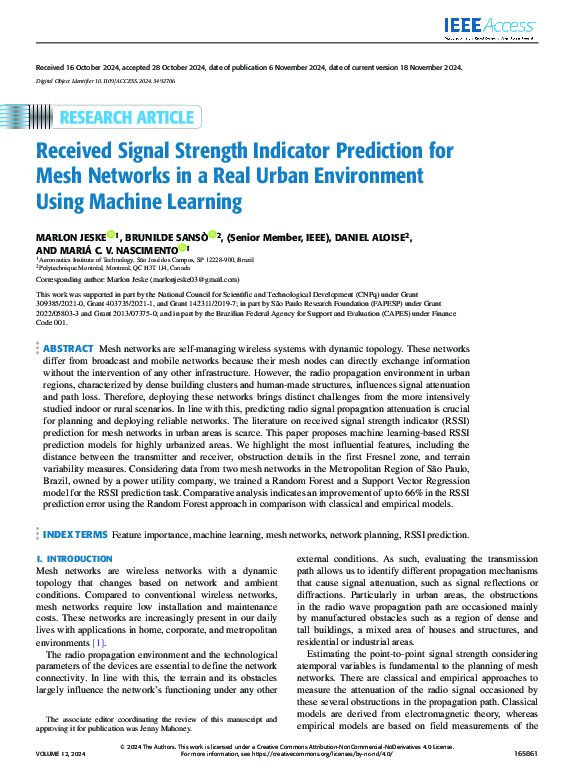 (PDF) Received Signal Strength Indicator Prediction for Mesh Networks ...