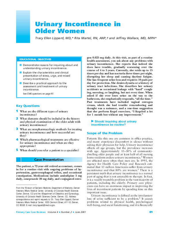 (PDF) Urinary Incontinence in Older Women
