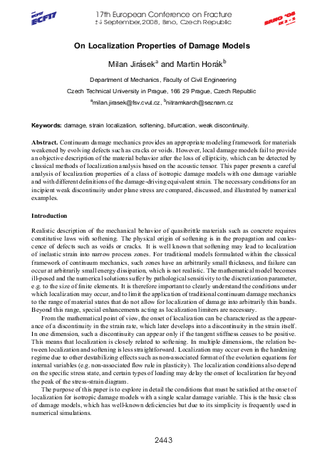 (PDF) Localization properties of damage models