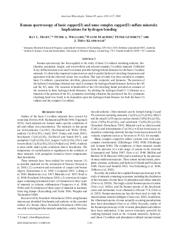 (PDF) Raman spectroscopy of basic copper(II) and some complex copper(II ...