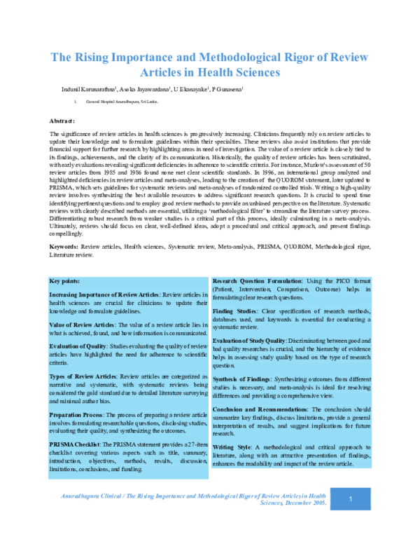 (PDF) The Rising Importance and Methodological Rigor of Review Articles ...