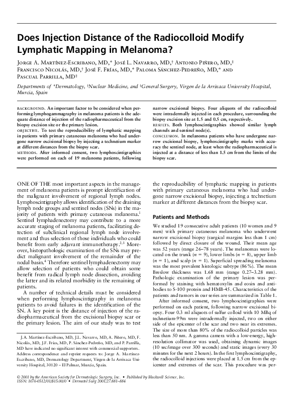 (PDF) Does Injection Distance of the Radiocolloid Modify Lymphatic ...