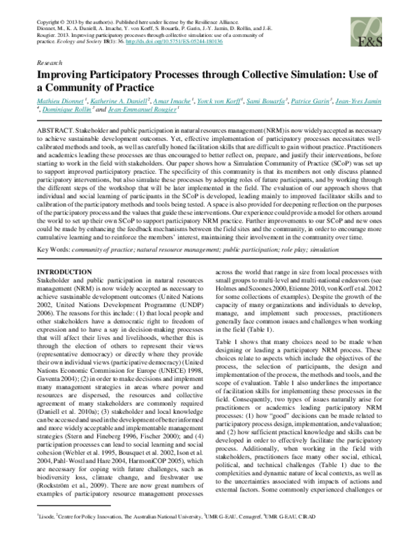 (PDF) Improving Participatory Processes through Collective Simulation ...