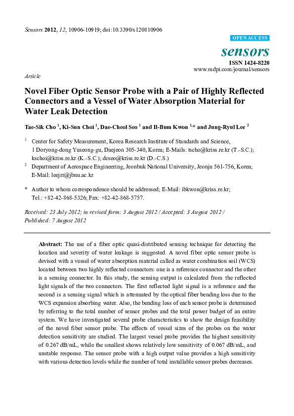 (PDF) Novel Fiber Optic Sensor Probe with a Pair of Highly Reflected ...