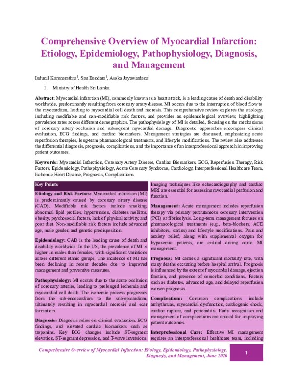 (PDF) Comprehensive Overview of Myocardial Infarction: Etiology ...