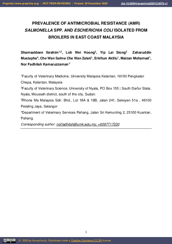 (PDF) Prevalence of Antimicrobial Resistance (AMR) Salmonella spp. and ...