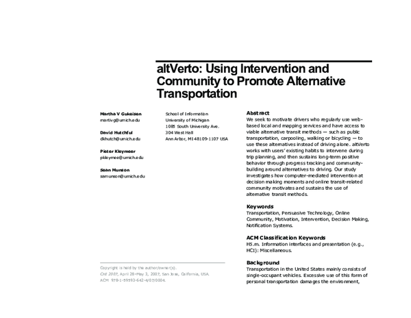 (PDF) altVerto: Using intervention and community to promote alternative ...