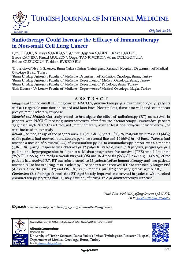 (PDF) Radiotherapy could increase the efficacy of immunotherapy in non ...