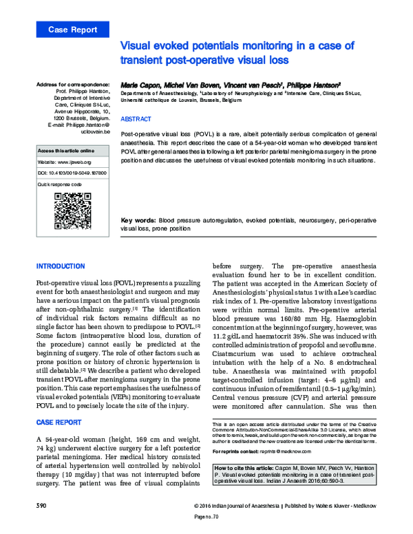 (PDF) Visual evoked potentials monitoring in a case of transient post ...