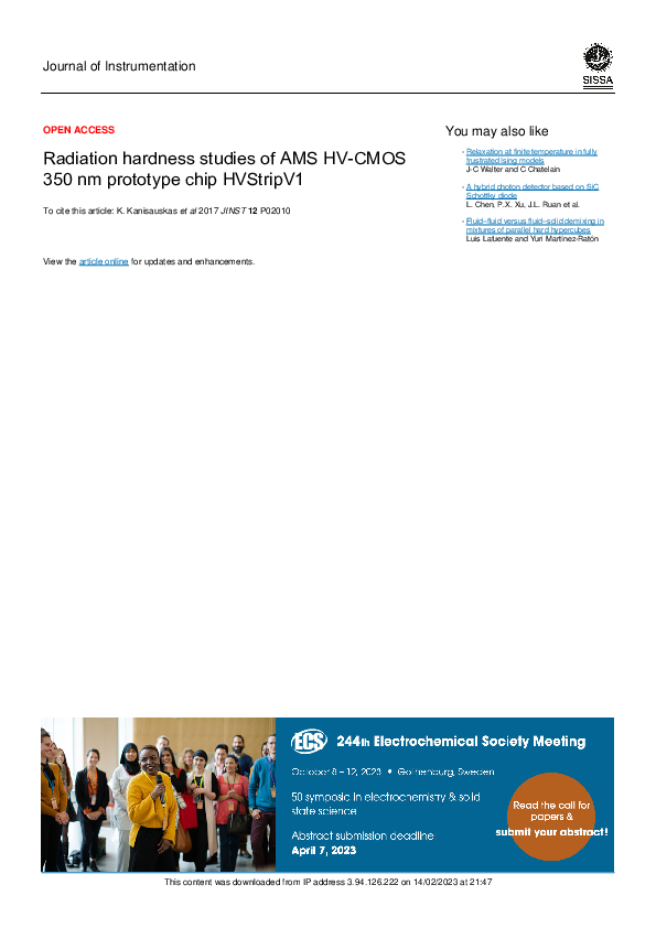 (PDF) Radiation hardness studies of AMS HV-CMOS 350 nm prototype chip ...