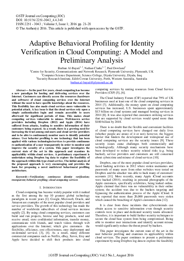 (PDF) Adaptive Behavioral Profiling for Identity Verification in Cloud ...