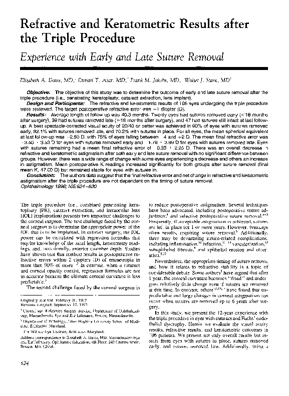 (PDF) Refractive and keratometric results after the triple procedure