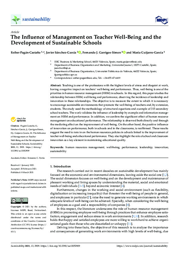 (PDF) The Influence of Management on Teacher Well-Being and the ...