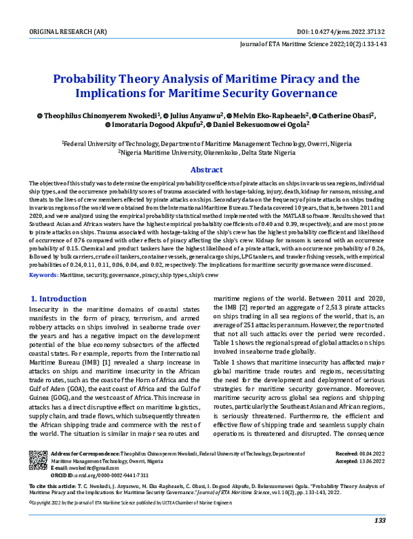 (PDF) Probability Theory Analysis of Maritime Piracy and the ...