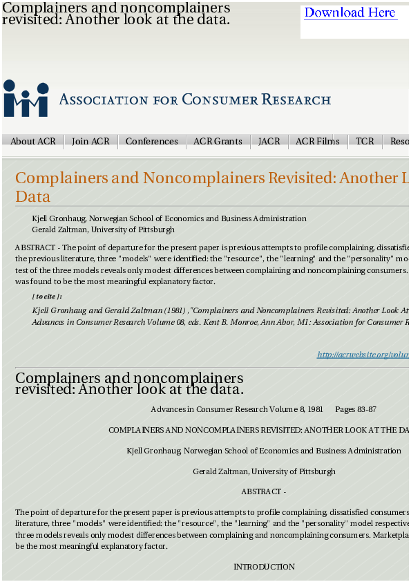 (PDF) Complainers and noncomplainers revisited: Another look at the data
