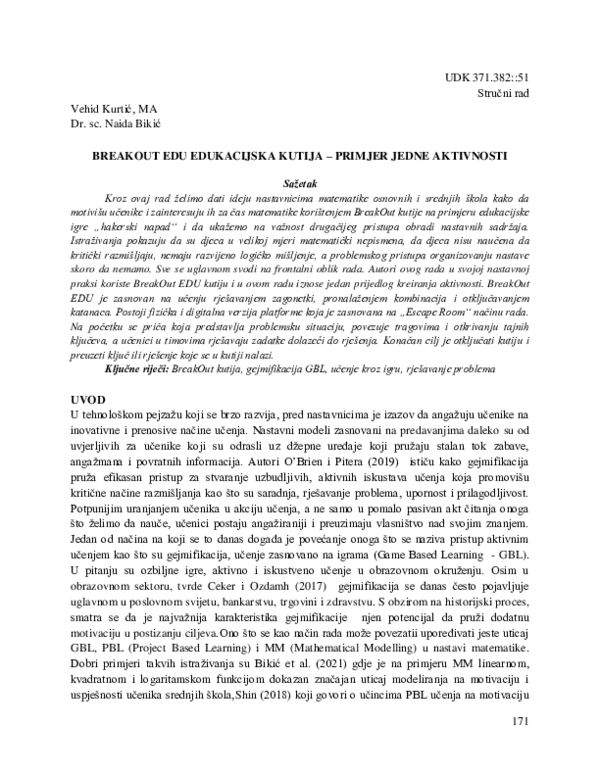 (PDF) BreakOut Edu Edukacijska kutija - Primjer jedne aktivnosti ...