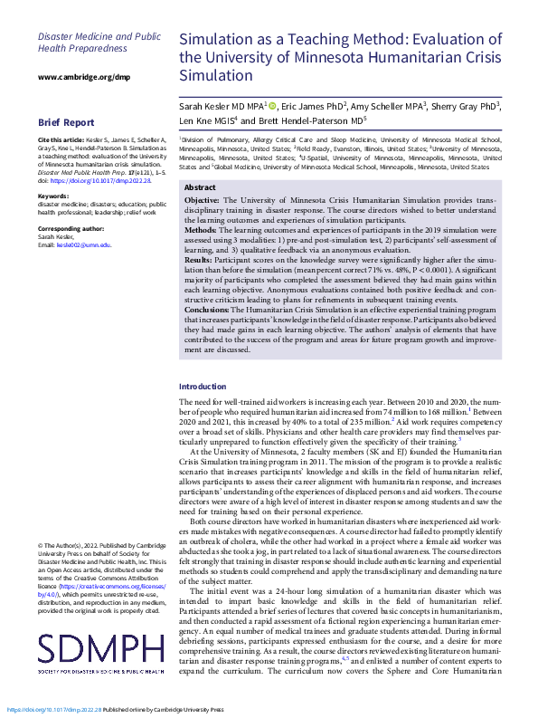(PDF) Simulation as a Teaching Method: Evaluation of the University of ...