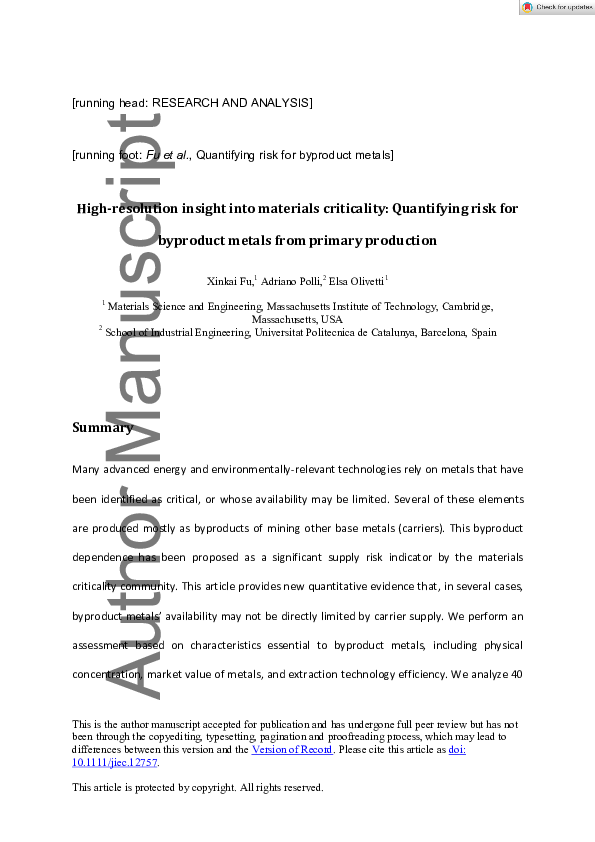 (PDF) High‐Resolution Insight into Materials Criticality: Quantifying ...