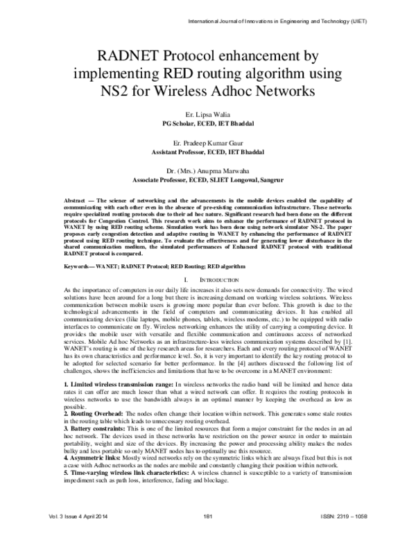 (PDF) RADNET Protocol enhancement by implementing RED routing algorithm ...