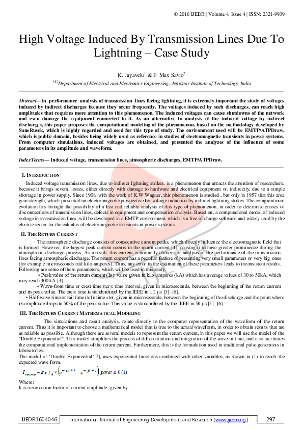 (PDF) High Voltage Induced By Transmission Lines Due To Lightning ...