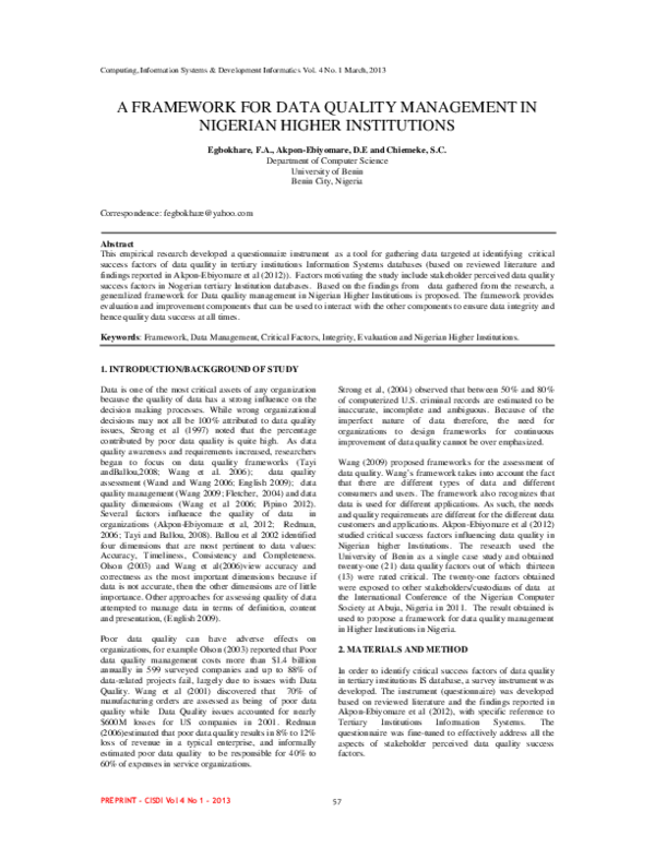 (PDF) A Framework for Data Quality Management in Nigerian Higher ...
