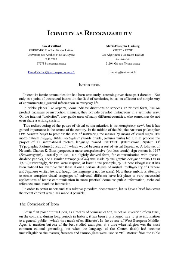 (PDF) Iconicity as Recognizability