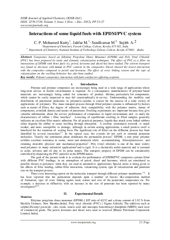 (PDF) Interactions of some liquid fuels with EPDM/PVC system