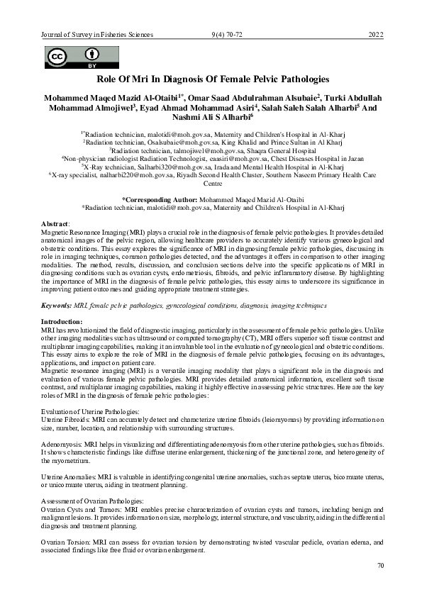 (PDF) Role Of Mri In Diagnosis Of Female Pelvic Pathologies