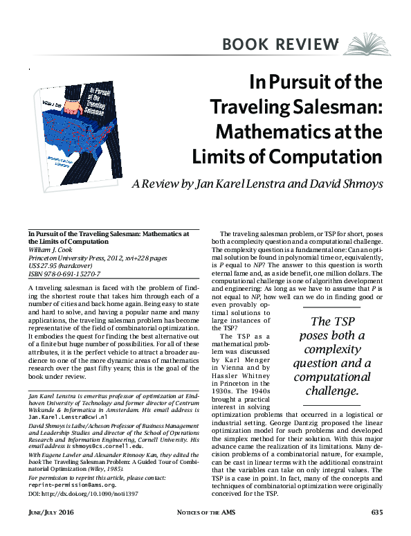 (PDF) In Pursuit of the Traveling Salesman: Mathematics at the Limits ...