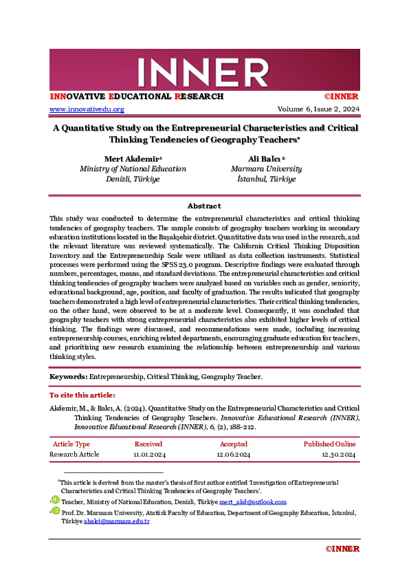 (PDF) A Quantitative Study on the Entrepreneurial Characteristics and ...