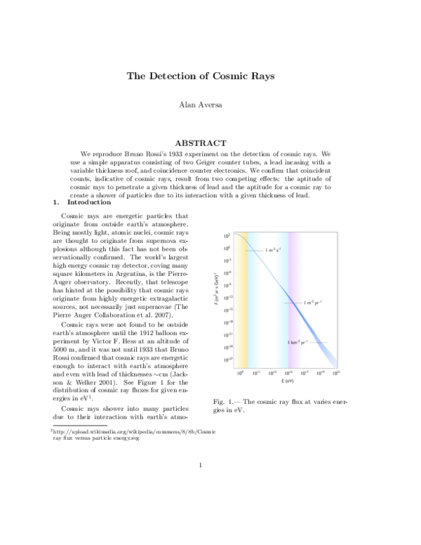 (PDF) The Detection of Cosmic Rays