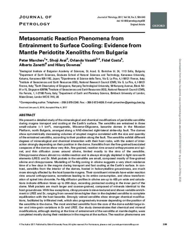 (PDF) Metasomatic Reaction Phenomena from Entrainment to Surface ...