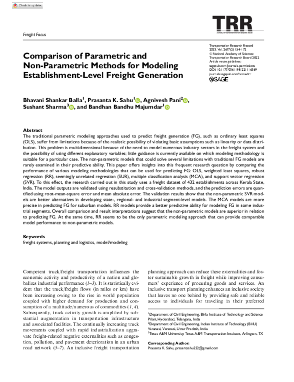 (PDF) Comparison of Parametric and Non-Parametric Methods for Modeling ...