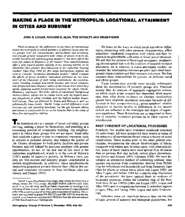 (PDF) Making a place in the metropolis: Locational attainment in cities ...
