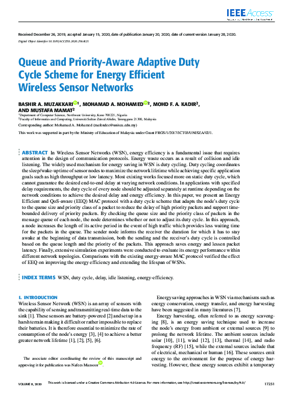 (PDF) Queue and Priority-Aware Adaptive Duty Cycle Scheme for Energy ...