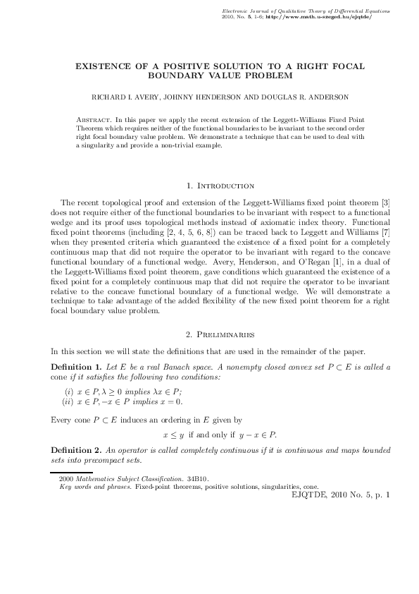 (PDF) Existence of a positive solution to a right focal boundary value ...