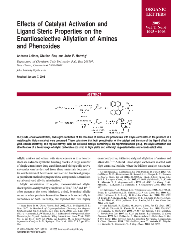 (PDF) Effects of Catalyst Activation and Ligand Steric Properties on ...