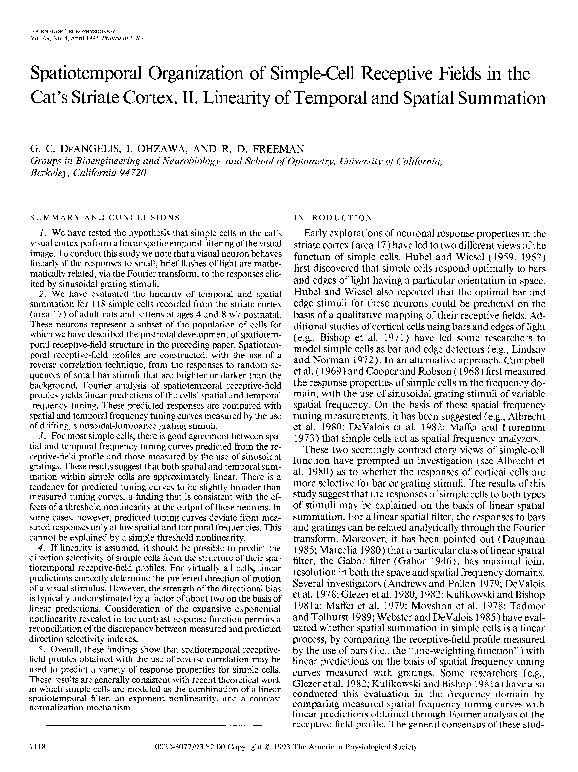 (PDF) Spatiotemporal organization of simple-cell receptive fields in ...