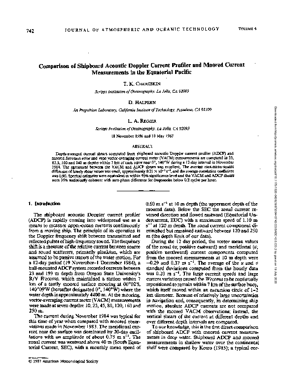 (PDF) Comparison of Shipboard Acoustic Doppler Current Profiler and ...