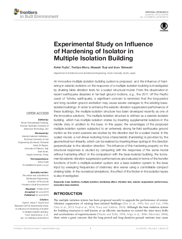 (PDF) Experimental Study on Influence of Hardening of Isolator in ...