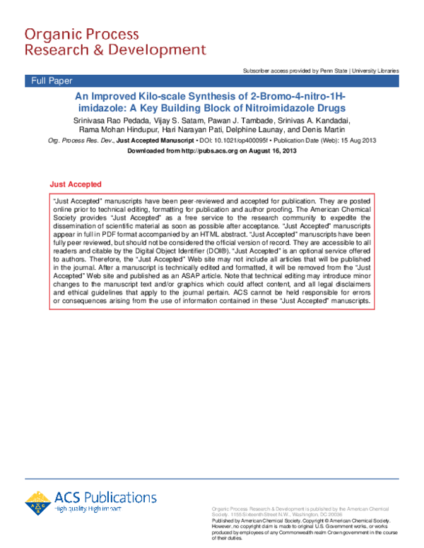 (PDF) An Improved Kilogram-Scale Synthesis of 2-Bromo-4-nitro-1 H ...