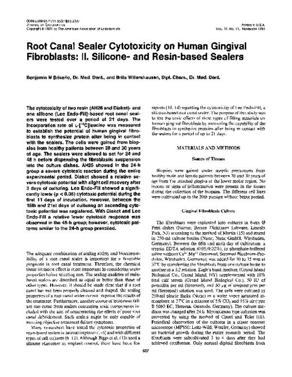 (PDF) Root canal sealer cytotoxicity on human gingival fibroblasts: II ...