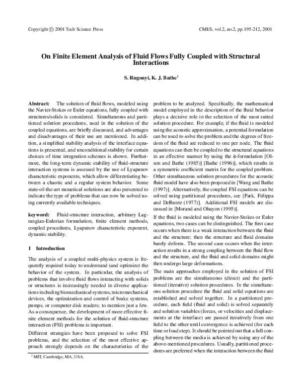(PDF) On finite element analysis of fluid flows fully coupled with ...