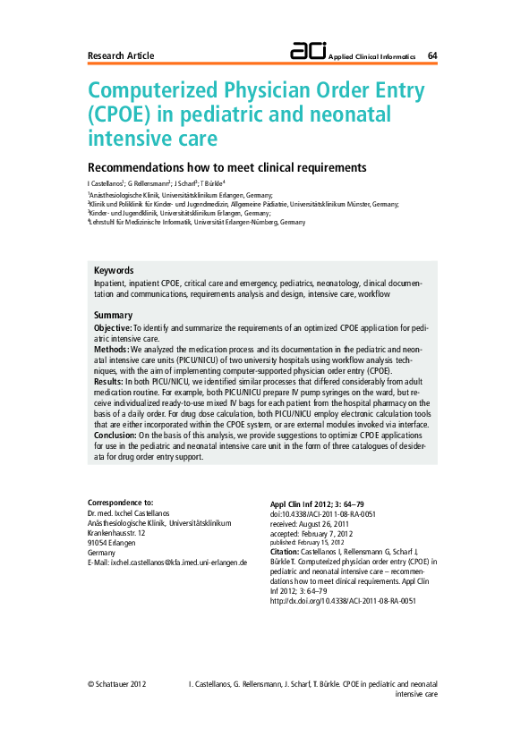 (PDF) Computerized Physician Order Entry (CPOE) in pediatric and ...