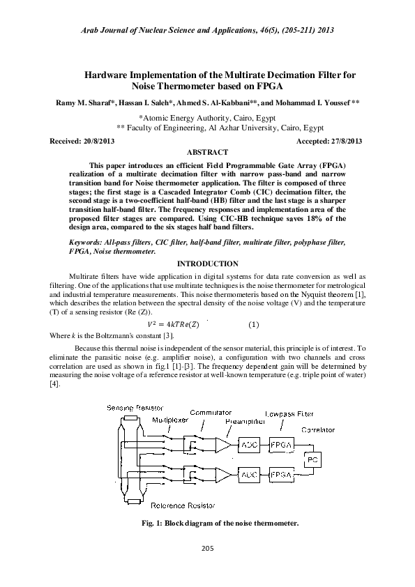 (PDF) Hardware Implementation of the Multirate Decimation Filter for ...
