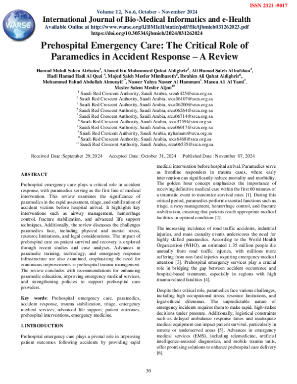 (PDF) Prehospital Emergency Care: The Critical Role of Paramedics in ...